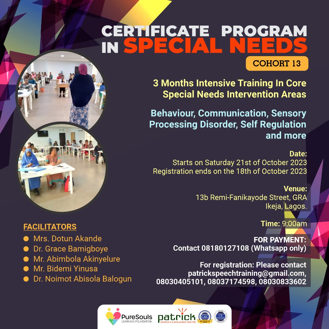 Certificate Program in Special Needs – (Cohort 13)